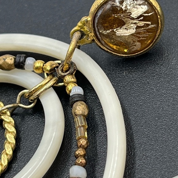 Gas Bijoux Alexia Drop Hoop Beaded Boho Gold Plated Earrings Earrings - Picture 14 of 16